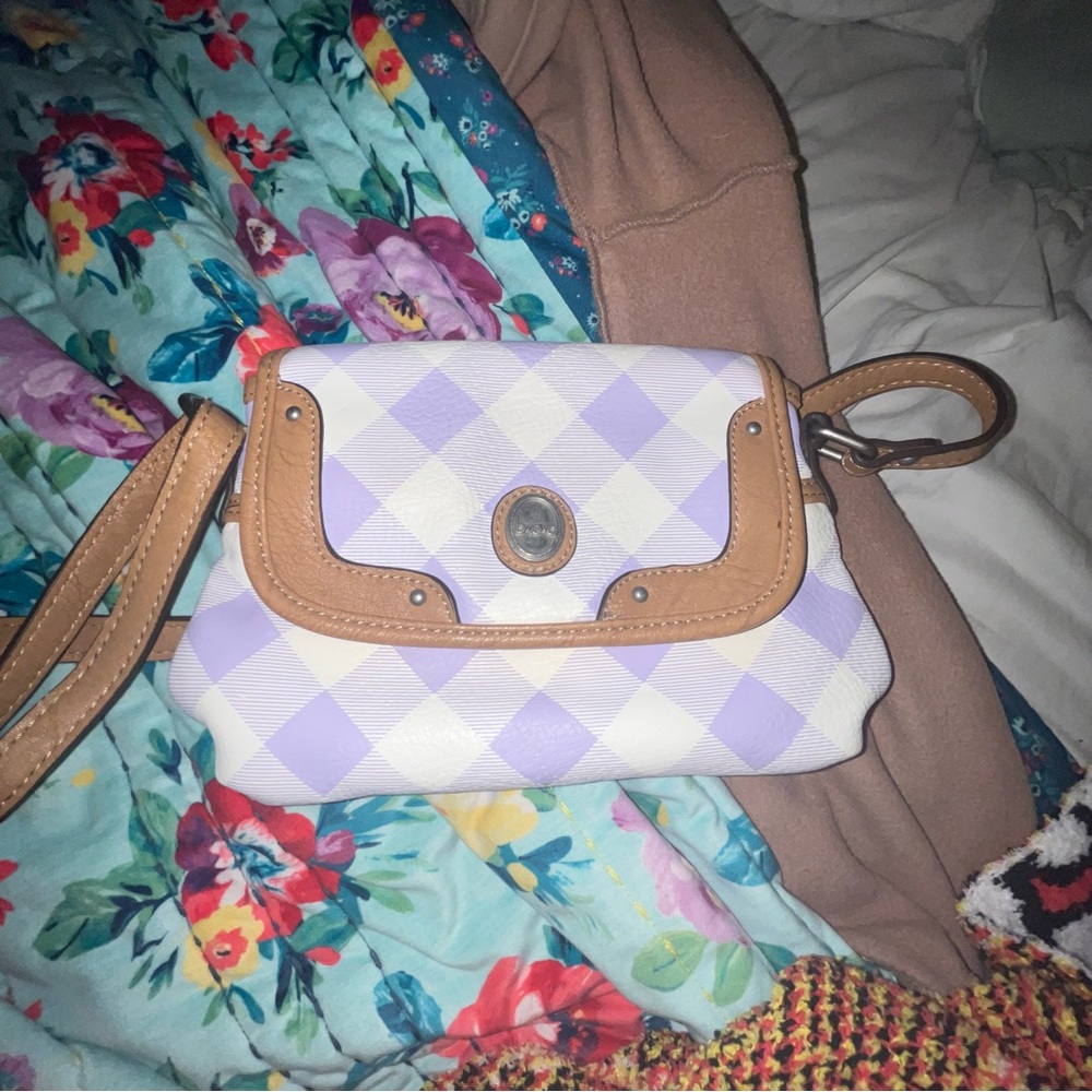BOC Lavender and Tan Crossbody Bag